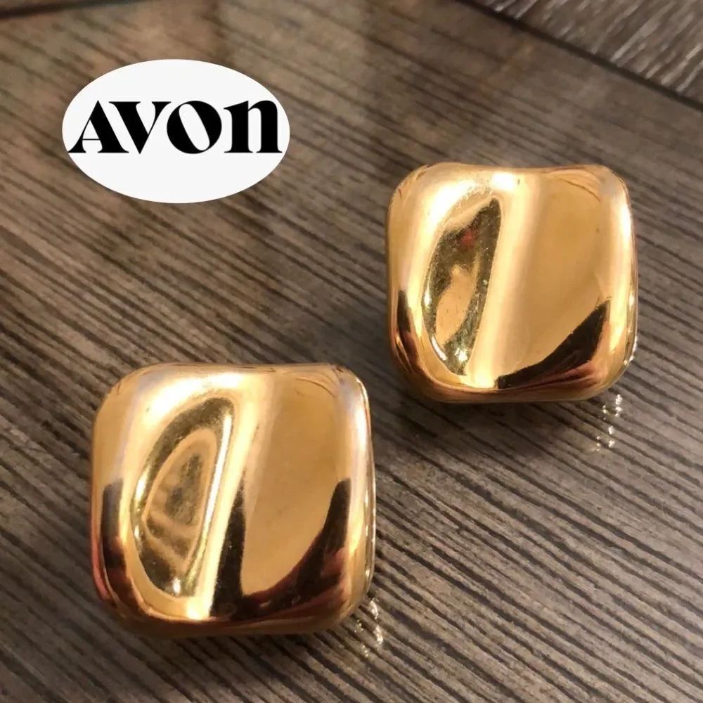 Vintage AVON Bold Dimensions Round Square Earrings 1990